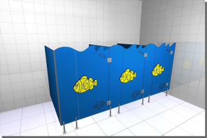 Kabiny sanitarne WC dla przedszkoli z płyty HPL KIDS SEA